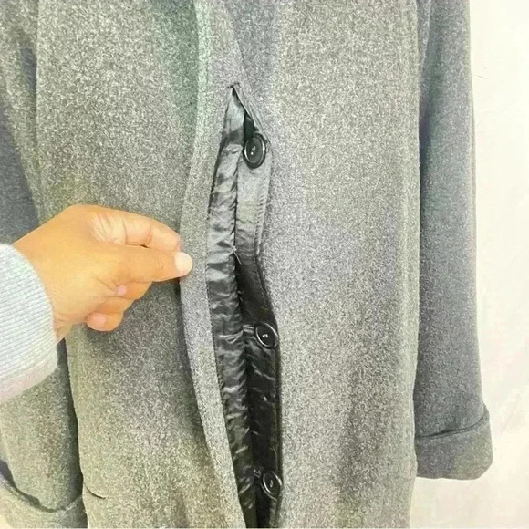 LAUREN MEREN PURE VIRGIN WOOL WITH FUR HOODIE GRAY TRENCH SIZE  S - Picture 10 of 11